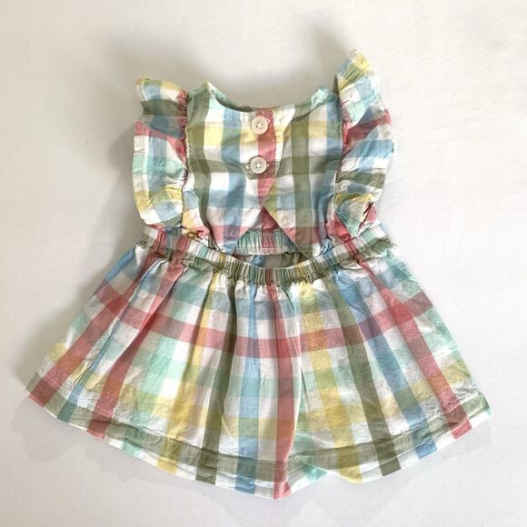 Okie Dokie Dress Baby Girl 3 Months Rainbow Pastel Gingham Plaid Ruffle Easter - Picture 2 of 4